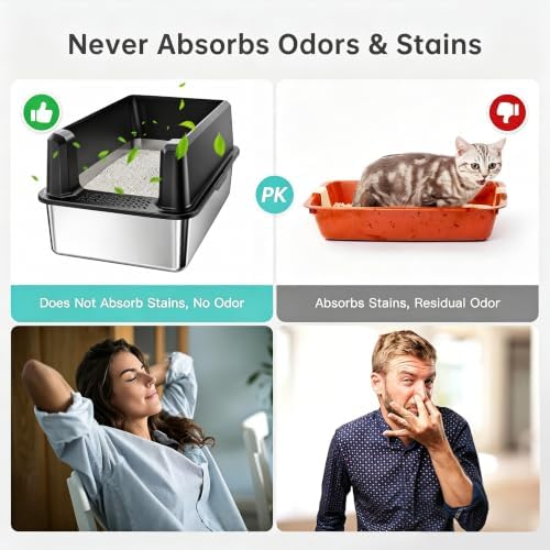 WoofiGo XL Stainless Steel Litter Box, High Sided Litter Pan for Big Cats - Image 7