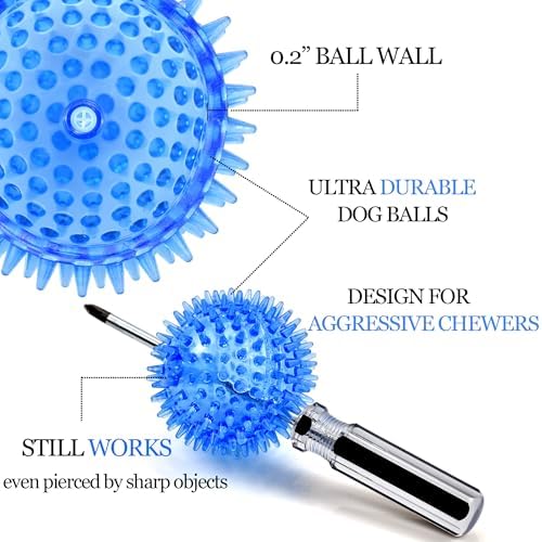 2.5" Squeaky Dog Toy Balls for Small & Medium Dogs – Durable Rubber Chew Toys for Teething Puppies, Spiky Teeth Cleaning Ball with 8 Colors - Image 3