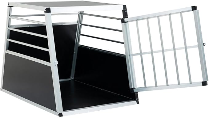 Aluminum Dog Crate Transport Box, 36" Heavy Duty Pet Travel Crate with Lockable Door, Trapezoidal Car Kennel, Ventilated Dog Carrier for Medium & Large Dogs, Easy Clean, 35.8"L x 25.6"W x 27.2"H