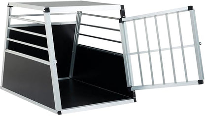 Aluminum Dog Crate Transport Box, 36" Heavy Duty Pet Travel Crate with Lockable Door, Trapezoidal Car Kennel, Ventilated Dog Carrier for Medium & Large Dogs, Easy Clean, 35.8"L x 25.6"W x 27.2"H