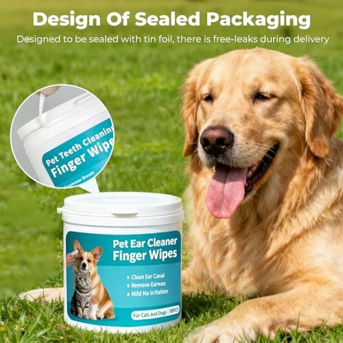 Pet Ear Cleaner Finger Wipes for Dogs, Cats, Alcohol-Free Formula - Image 6