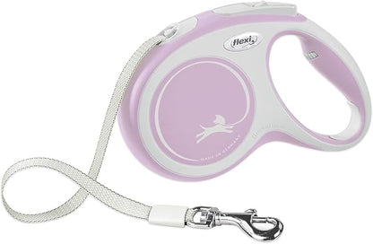 FLEXI® New Comfort Tape Retractable Dog Leash for Medium Dogs Upto 55 lbs. – 16 ft.,Pink/Rose | Tangle Free Pet Walking Leash with One-Handed Brake, Pause, Lock |German Quality Product