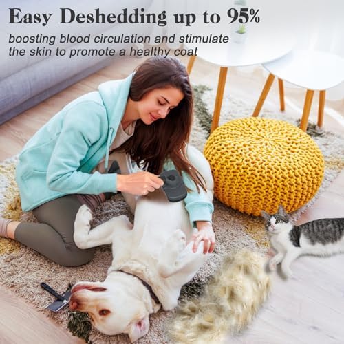 Dipoo Self-Cleaning Deshedding Brush for Dogs & Cats - Skin-Friendly Grooming Tool with Hair Brush for Long and Short Haired Pets, Grey - Image 5