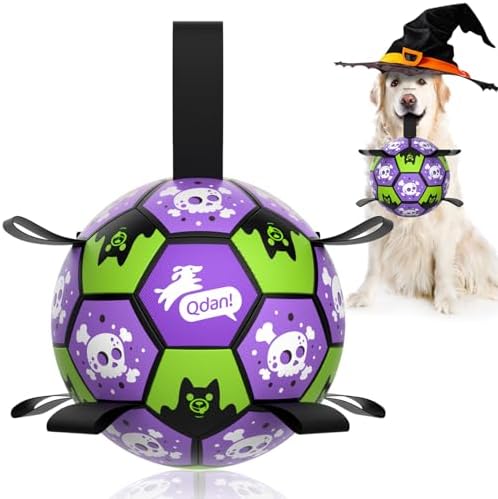 QDAN Halloween Dog Toys Balls with Straps, 8 Inch Large Dog Herding Balls by QDAN