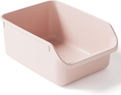 Cat Litter Box with High Sides Anti-Splashing for Indoor Cats Low Entry Kitty Litter Boxes (Pink)