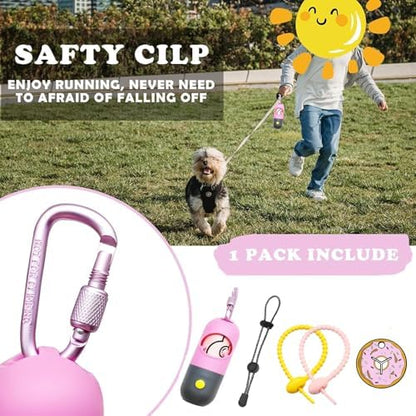 Dog Poop Waste Bags Holder with LED Flashlight, Pink, 2 Pack - Image 5