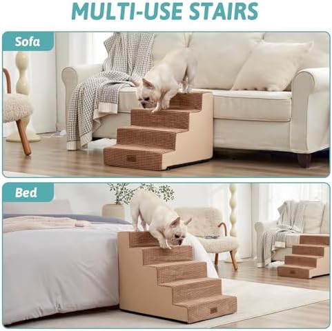COZY KISS Dog Stairs for Small Dogs, 5 Step Pet Stairs for Beds & Couches - Image 6