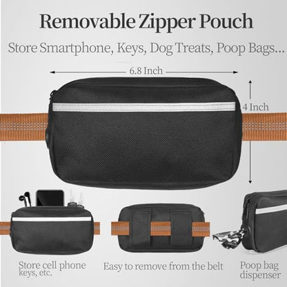iYoShop Hands Free Dog Leash with Zipper Pouch, Large, 25-120 lbs, Brown - Image 2