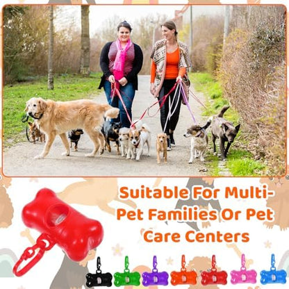 63 Pack Bone Shaped Poop Bag Dispenser, Dog Poop Waste Bag Holder Container with Hook, Leakproof Pet Waste Disposal Bags for Outdoor Pet Supplies 7 Colors - Image 7