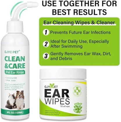 Dog Ear Wipes - Cat Dog Ear Cleaner, Puppy Ear Wipes Wash Cleaner for Dogs Cats - 100 Wipes for Dog Cat Ear Cleaning, Remove Ear Wax Dirt Debris for Dogs Cats Ear Infection Treatment Wipes - Image 6