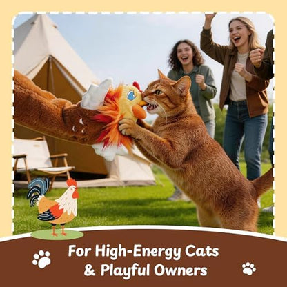 Cat Wrestling Glove, 22 inch Cat Puppet Wrestler with 3 Catnip Pouches & 3 Layer Resistant Protection, Interactive Cat Toy with Removable Bell for Boredom Relief & Mental Stimulation, Chicken - Image 7