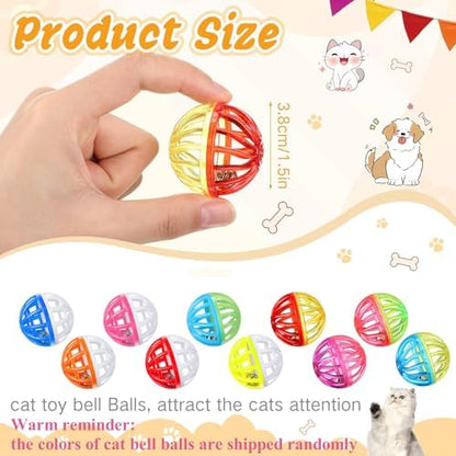 100 Pcs Cat Toy Balls with Bell, Plastic Lattice Cat Jingle Balls Toys - Image 3