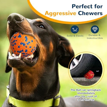 Petcare 4 Pack Dog Balls Indestructible Dog Toys for Aggressive Chewers Durable Tough Tennis Balls Toys for Medium Large Dogs Outdoor Outside Fetching Toys for Big Dogs Chew Ball - Image 3