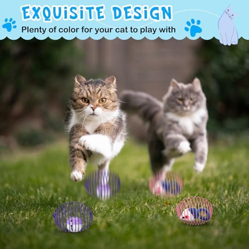 Jecery 5 Pcs Cat Toys Spring,Mouse and Bell,Mix Colors - Image 4