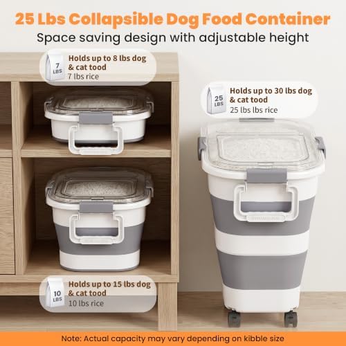 2 Pack 25 Lbs Dog Food Storage Container, Collapsible Rice Container - Image 2