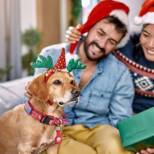 DAGANXI Christmas Tactical Dog Collar, Adjustable Military Training Nylon Dog Collar with Control Handle and Metal Buckle for Medium and Large Dogs, with Patches and Airtags Case (L, Christmas red) - Image 2