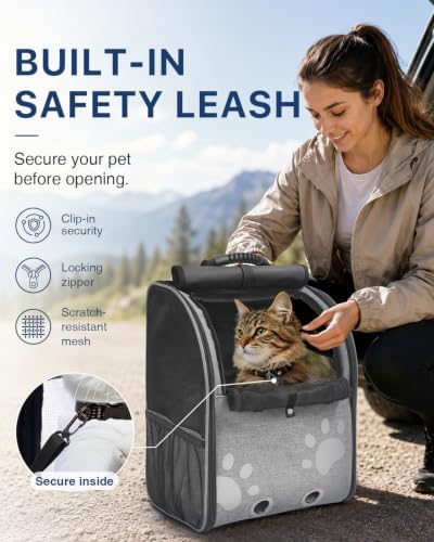 Cat Backpack Carrier with Comfort Handle, Ventilated Cat Backpack - Image 6