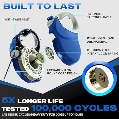 Fida Upgraded Retractable Dog Leash, 30ft, Heavy Duty, Blue - Image 3
