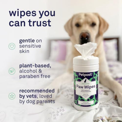 Petpost Large Paw Wipes for Dogs | 70 Count Dog Paw Cleaner Wipes with Aloe Vera, Witch Hazel & Cocoa Butter | Gentle Pet Wipes for Paws | Ultra Soft Cotton Pads - Image 4