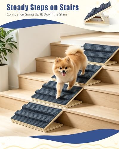 Dog Ramp for Stairs for Small Dogs Up to 40 lbs - Adjustable Dog Stair Ramp with Non-Slip Carpet, Foldable Pet Ramp for Indoor Stairs, Senior Dogs, Puppies, Short-Legged Breeds, Bed, Sofa (3-Pack) - Image 5