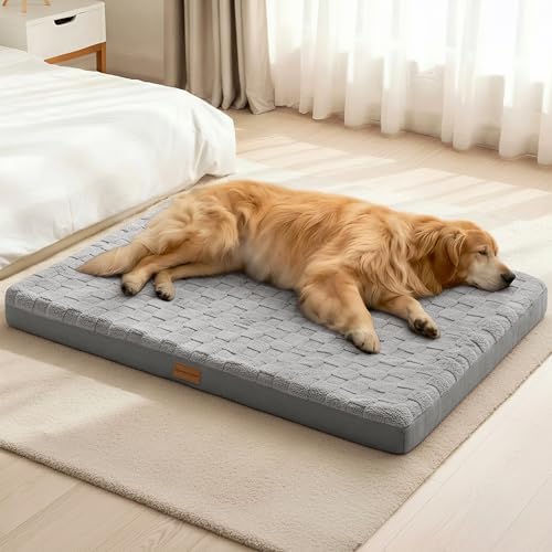 Patas Lague Orthopedic Large Dog Bed Washable Pet Crate Mat 48''X30'' Grey by PatasLague