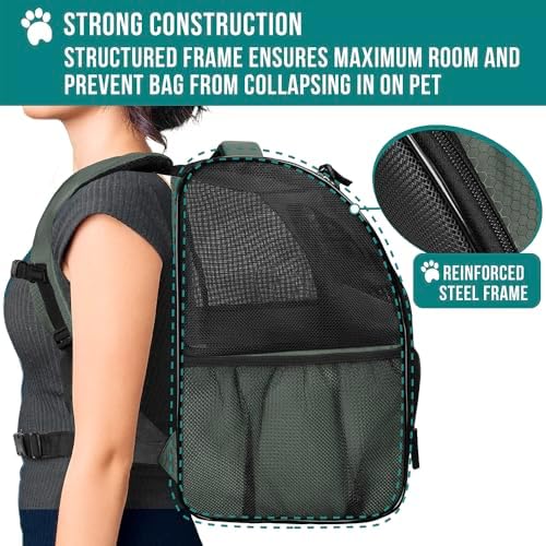 PetAmi Dog Backpack Carrier for Small Large Cat, Pet, Puppy, Ventilated Pet Hiking Backpack Travel Bag, Airline Approved Cat Backpack Carrier, Camping Biking Dog Bag Up to 18lbs Pet, Dark Grey - Image 6