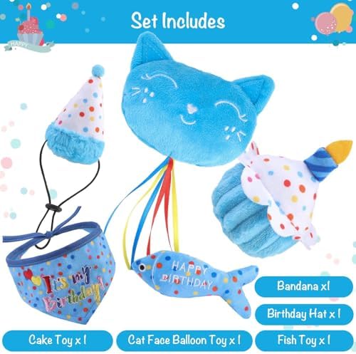 BINGPET Cat Birthday Decorations Outfit, 5 Pcs Catnip Toys for Indoor Cats - Image 5