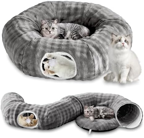 Bubble Round Cat Tunnel for Indoor Cats, Grey by Yaning