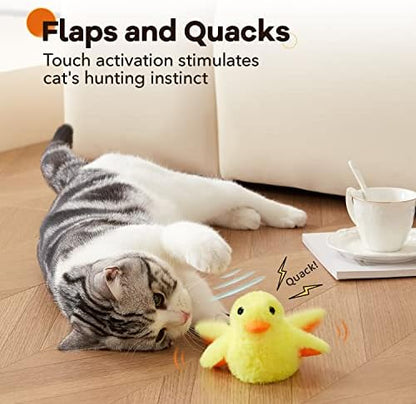 Potaroma Cat Toys Rechargeable Flapping Duck with SilverVine Catnip, Lifelike Quack Chirping, Touch Activated Kitten Kicker Plush Interactive Exercise Toys for All Breeds - Image 2