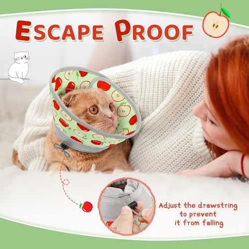 Cat Cone Collar Soft to Stop Licking, Adjustable, Foldable Lightweight Kitten Cones After Surgery Recovery for Cats & Kittens, Cat Cone Alternative, Easy Eating (AppleRed, S) - Image 5