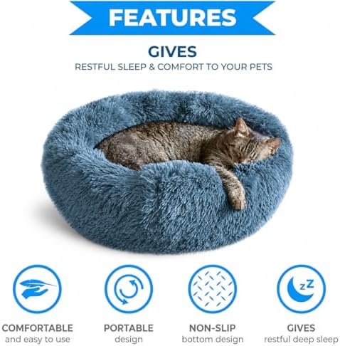 Whiskers & Friends Cat Beds for Indoor Cats, Fluffy Cat Bed Small to Large - Image 3