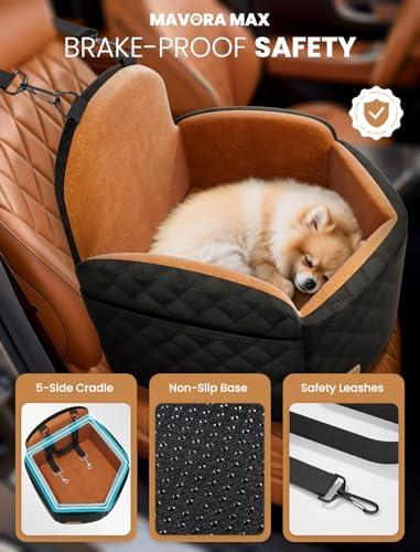 Dog Car Seat Booster for Small/Medium Dogs up to 35lbs, Brown - Image 5
