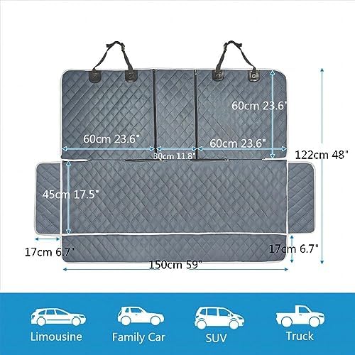 ANOSOSPECIAL Grey Dog Car Seat Cover for Back Seat X-Large,Non-Stick Fur,Pet-Friendly and Waterproof - Universal Fit Interior Protector for Auto, Van, SUV - Ideal for Kids and Pets (X-Large) - Image 2