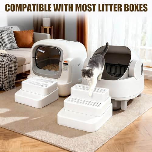3 Steps Cat Litter Box Step with Cleaning Brush for Automatic Litter Boxes - Image 3