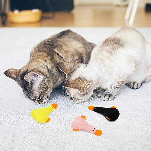 Andiker Cat Catnip Toys, 3Pcs Cat Interactive Toys for Indoor Cats, Soft Plush Kitten Kitten Toys with Crinkle Paper for Relieve Stress, Reduce Boredom, Teething (Duck) - Image 6