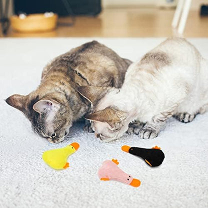Andiker Cat Catnip Toys, 3Pcs Cat Interactive Toys for Indoor Cats, Soft Plush Kitten Kitten Toys with Crinkle Paper for Relieve Stress, Reduce Boredom, Teething (Duck) - Image 6