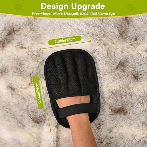 2-Piece Pet Hair Removal Glove, Deshedding Grooming Mitt, Soft Hair Remover Brush for Cats and Dogs with Long Short Fur - Image 2