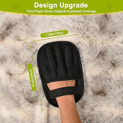 2-Piece Pet Hair Removal Glove, Deshedding Grooming Mitt, Soft Hair Remover Brush for Cats and Dogs with Long Short Fur - Image 2