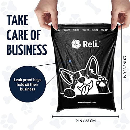 Reli. Dog Poop Bags w/Holder (360 Pack - 24 Rolls) | Leash Clip Dispenser - Image 3