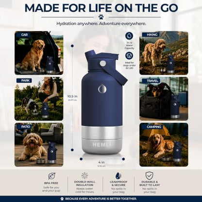 32 oz. Dog Water Bottle, Insulated Dog Travel Water Bottle, Stainless Steel Pet Water Bottle Dispenser Portable Food and Water Bowl for Dogs for Walking Dog Canteen Travel Kit - Image 7