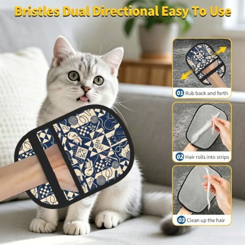 Cozy Cats Pet Hair Removal Glove Brush Pet Hair Remover Tool for Carpet - Image 6