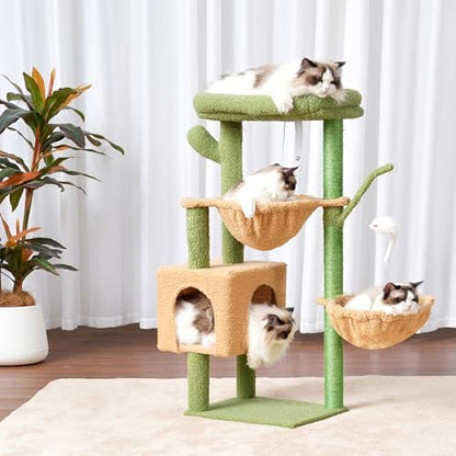 Heybly Cat Tree, 40" Tower with All-Sisal Wrapped Scratching Post HCT006SGY - Image 2