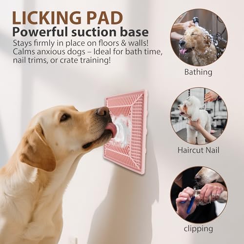 Lick Mat for Dogs & Cats, Slow Feeder Pad with Suction Cups Pink - Image 2
