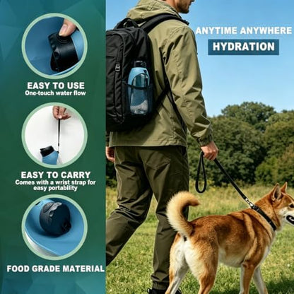 Portable Dog Water Bottle Foldable, Blue - Image 4