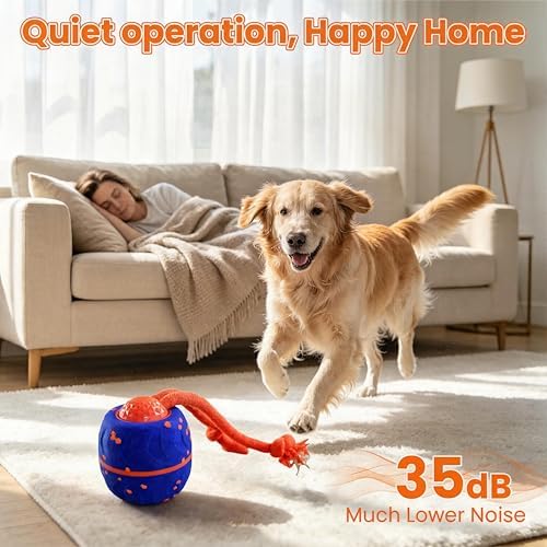Interactive Dog Toy, Automatic Bouncing Rotating, Realistic Dog Barking Sounds, E‑TPU, IP54, Rechargeable, Small/Medium/Large Dogs, Indoor/Outdoor（Blue） - Image 6