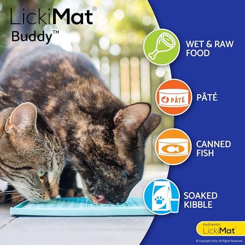 LickiMat Classic Buddy, Cat Slow Feeder Lick Mat, Boredom Anxiety Reducer; Perfect for Food, Treats, Yogurt, or Peanut Butter. Fun Alternative to a Slow Feed Cat Bowl or Dish, Green - Image 4
