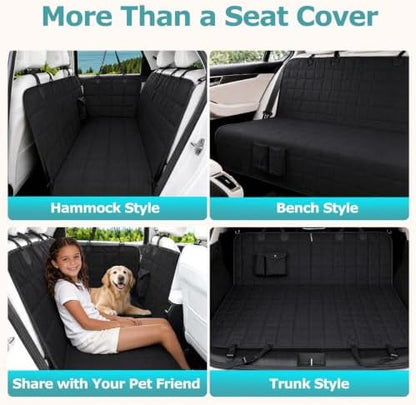 Bark Lover Dog Car Seat Covers for Back Seat, Waterproof Car Seat Protector for Dogs Hammock for Cars Trucks SUV, Full Coverage Protection for Your Vehicle Interior, Black Regular - Image 4