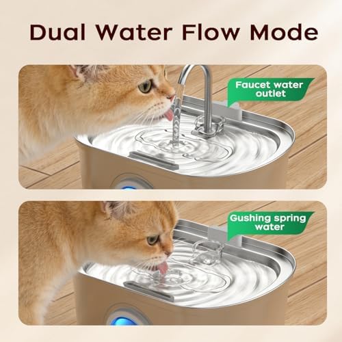 108 oz/3.2L Cat Water Fountain Stainless Steel with Water Level Window - Image 5