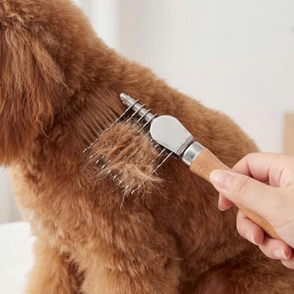 3 Pcs Pet Dematting Comb Set, Undercoat Rake & Stainless Steel Grooming Combs for Dogs & Cats, Serrated Tool to Remove Mats, Knots & Tangles for Wavy, Curly & Long Haired Pets - Image 5