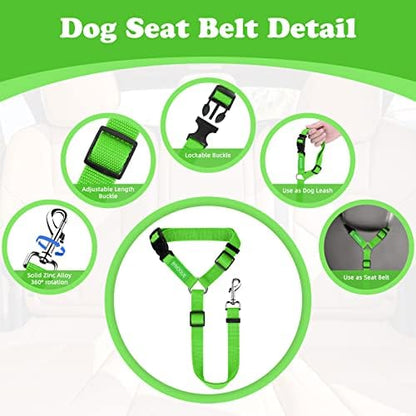 BWOGUE 2 Pack Dog Seat Belt for Car, Green Headrest Restraint Safety Strap - Image 3